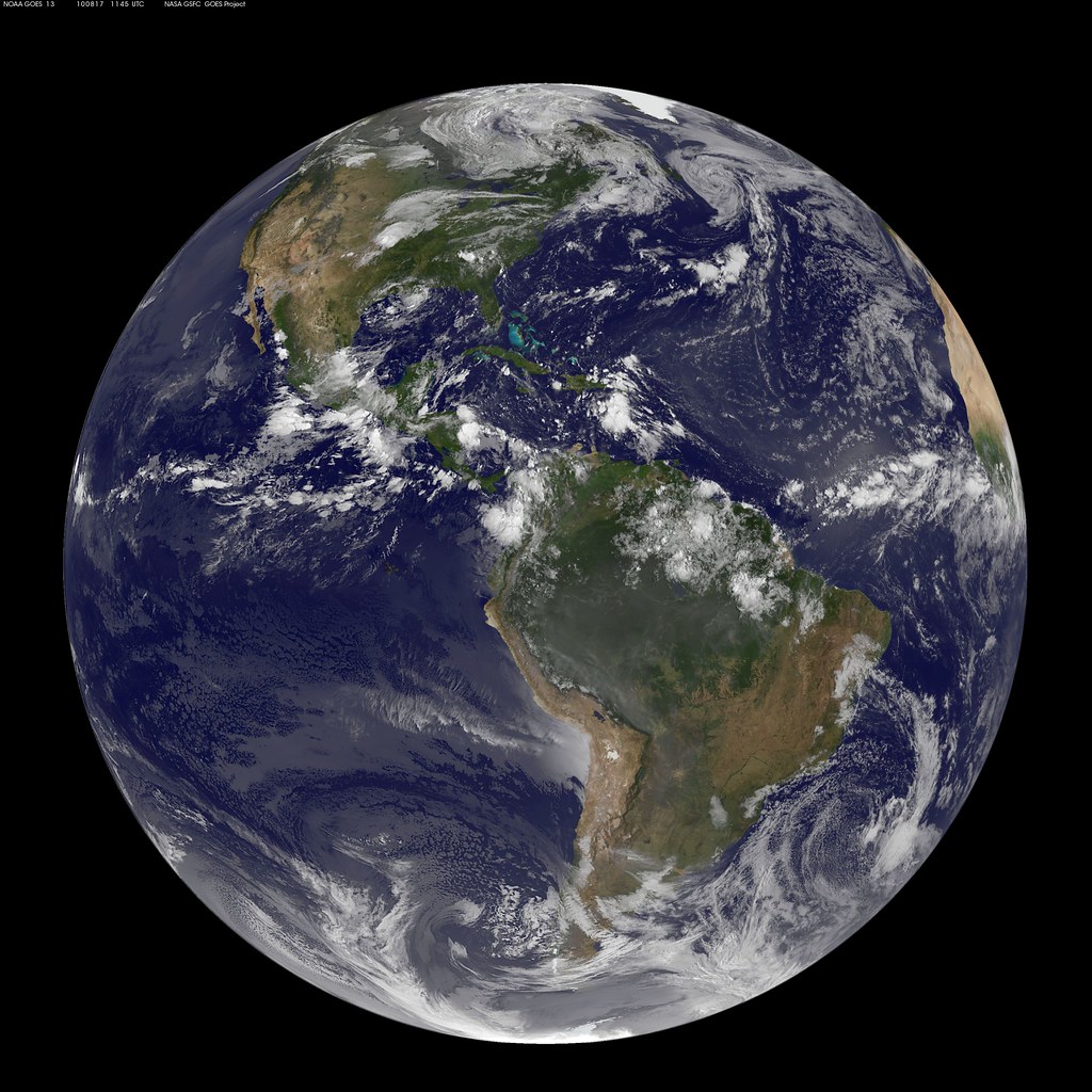 NASA GOES-13 Full Disk view of Earth Captured August 17, 2010